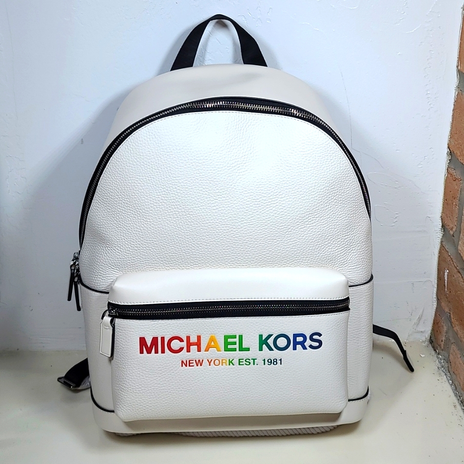 Michael Kors Cooper Pride Optic White Pebble Leather Backpack